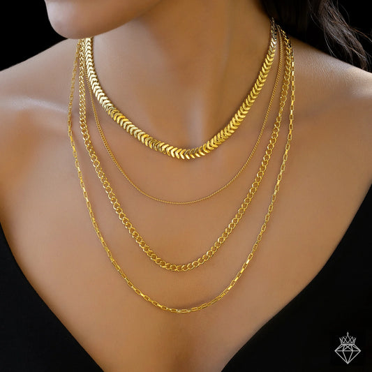 AUROZI Anti-Tarnish Four-Layer Chain Necklace