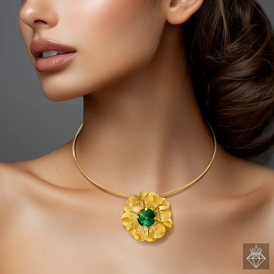 AUROZI Anti-Tarnish Daffodil Super Saver Pack Of GOLD Plated WAVY Necklace Set With Earrings, Bracelet & Rings